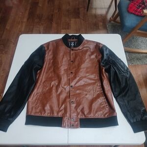 Men's Brown and Black Leather Jacket